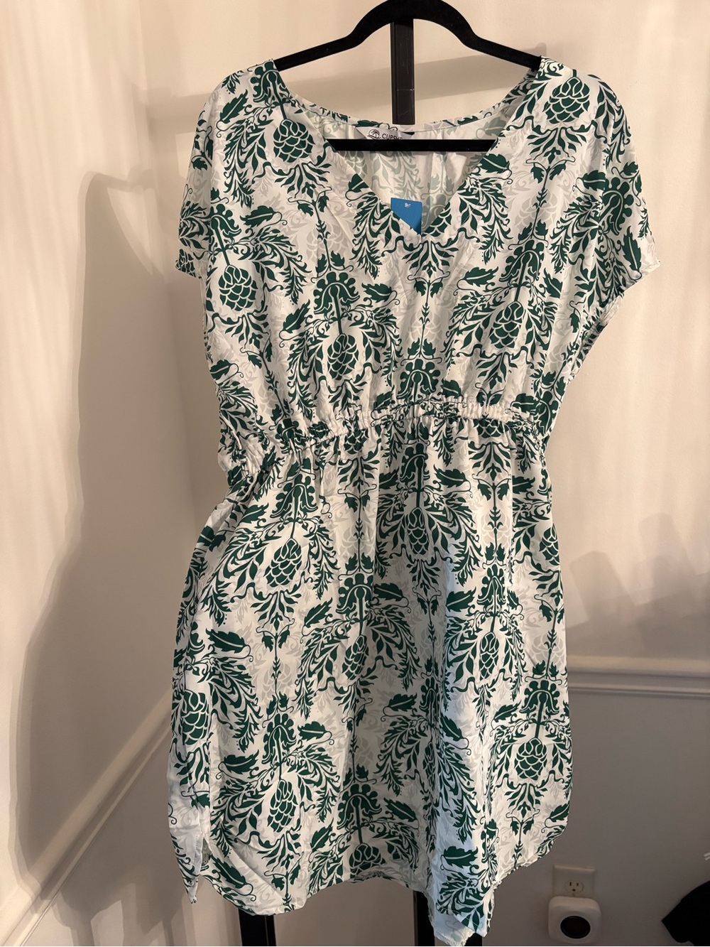 Cupshe lWhite Dress with Green Botanical Print